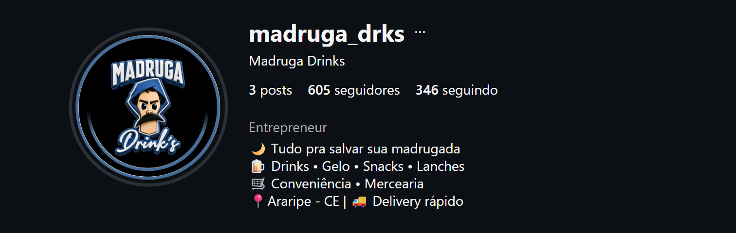 Perfil da Madruga Drinks no Instagram
