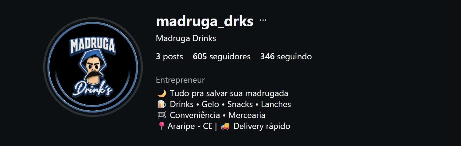 Perfil da Madruga Drinks no Instagram